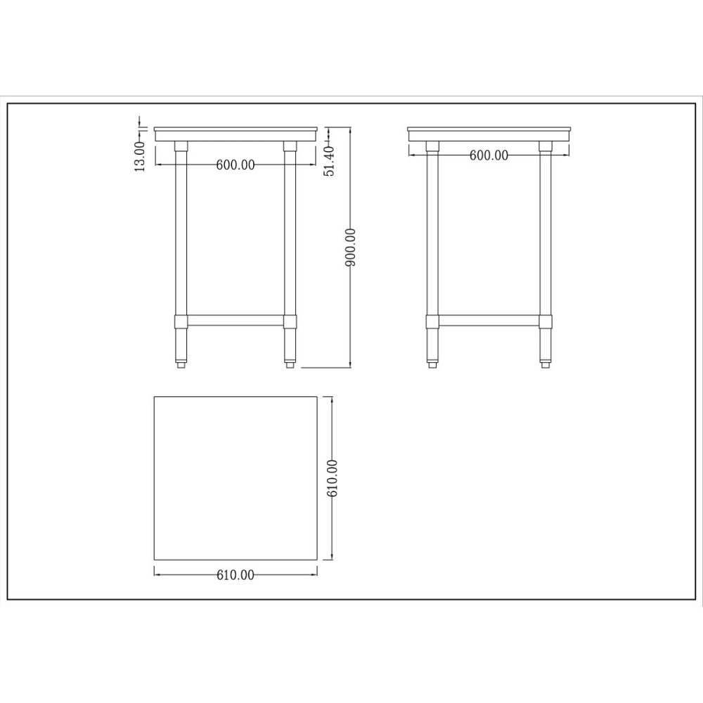 Commercial Stainless Steel Cutting Board Table 600x600x900mm | Stalwart DA-WTC60602G