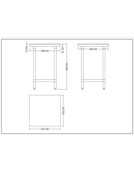 Commercial Stainless Steel Cutting Board Table 600x600x900mm | Stalwart DA-WTC60602G