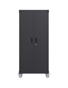 Professional Black 2 Door Lockable Steel Tool Cabinet with 4 Adjustable Shelves 800x420x1830mm | Stalwart DA-SART216