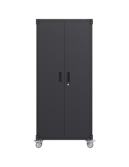 Professional Black 2 Door Lockable Steel Tool Cabinet with 4 Adjustable Shelves 800x420x1830mm | Stalwart DA-SART216