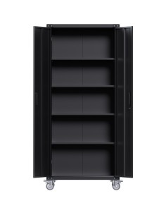 Professional Black 2 Door Lockable Steel Tool Cabinet with 4 Adjustable Shelves 800x420x1830mm | Stalwart DA-SART216 2