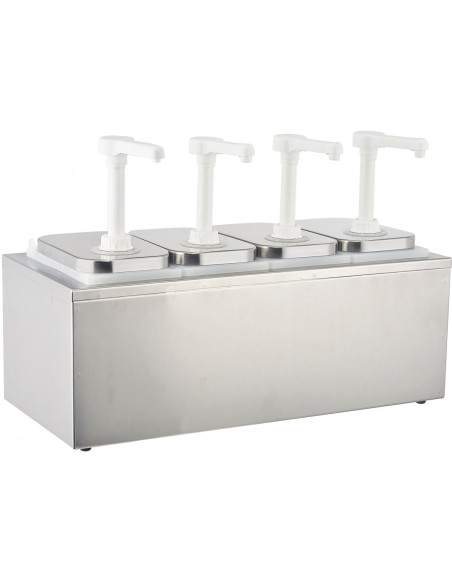 Commercial Condiment/Sauce Pump Dispenser 4x2 litre Stainless steel | DA-NHP004