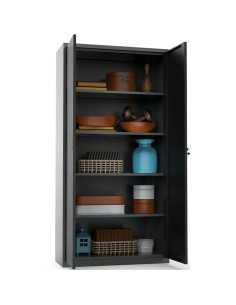 Heavy Duty Grey and Black 2 Door Lockable Steel Tool Cabinet with 4 Adjustable Shelves 900x380x1800mm | DA-WG27