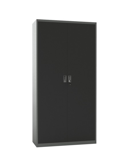 Heavy Duty Grey and Black 2 Door Lockable Steel Tool Cabinet with 4 Adjustable Shelves 900x380x1800mm | DA-WG27