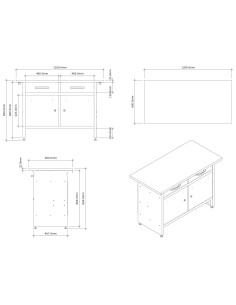 Professional Grey and Black Workshop Workbench with 30mm Wooden Desktop, Drawers and Lockable Doors 1200x600x850mm | DA-TC 2