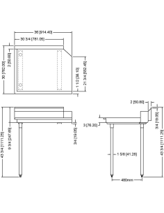 Commercial Stainless steel Pass Through Dishwasher Table Left 914mm Width | Stalwart CDT36L 2