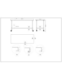 Commercial Mobile Stainless Steel Work Table Bottom shelf 1800x700x900mm | Stalwart DA-WT70180GMOBILE 2