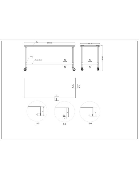 Commercial Mobile Stainless Steel Work Table Bottom shelf 1800x700x900mm | Stalwart DA-WT70180GMOBILE