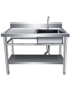 Commercial Sink Stainless steel 1200x600x850mm 1 bowl right Splashback Undershelf | Stalwart DA-WUS12060RIGHT