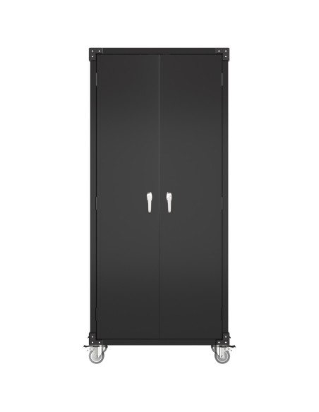 Professional Black 2 Door Lockable Steel Tool Cabinet with 4 Adjustable Shelves 800x420x1830mm | Stalwart DA-SART214