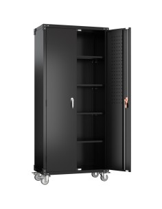 Professional Black 2 Door Lockable Steel Tool Cabinet with 4 Adjustable Shelves 800x420x1830mm | Stalwart DA-SART214 2