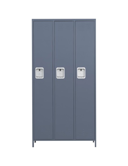 Commercial Grey 3 Door Locker with 2 Shelves 900x400x1830mm | Stalwart DA-SART236