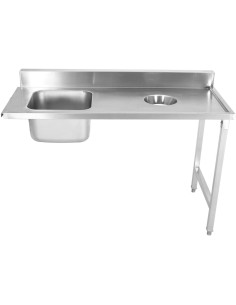 Loading table Right side 1400x650x850mm With sink With waste hole With splashback Stainless steel | Stalwart DA- DWITC1465L 2