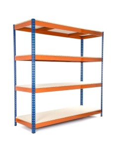 Industrial Shelving Unit Heavy duty 2440x610x1980mm 4 shelves 400kg/shelf Powder coated steel | Stalwart DA-TY6102440