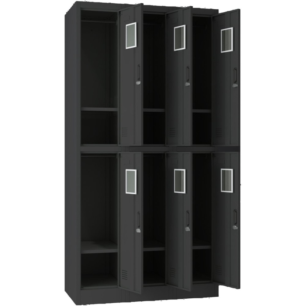 Commercial Black 6 Door Locker 900x450x1800mm | Stalwart DA-LOCKER6TWBLACK
