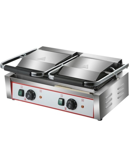 Heavy Duty Twin Panini Contact grill Ribbed 3.6kW Dual Zone | Stalwart DA-HEG813