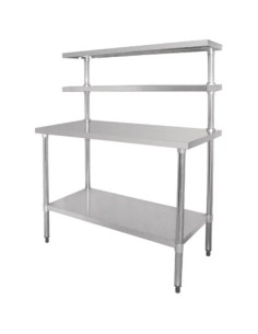 Stainless Steel Prep table 1200mm Width 2 x Top Shelf 1 x Undershelf | Stalwart DA-WTS60120