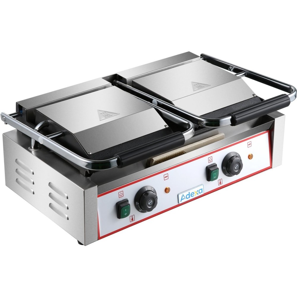 Heavy Duty Twin Panini Contact grill  Ribbed/Smooth 3.6kW Dual Zone | Stalwart DA-HEG813A