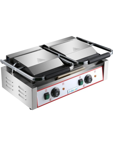 Heavy Duty Twin Panini Contact grill  Ribbed/Smooth 3.6kW Dual Zone | Stalwart DA-HEG813A