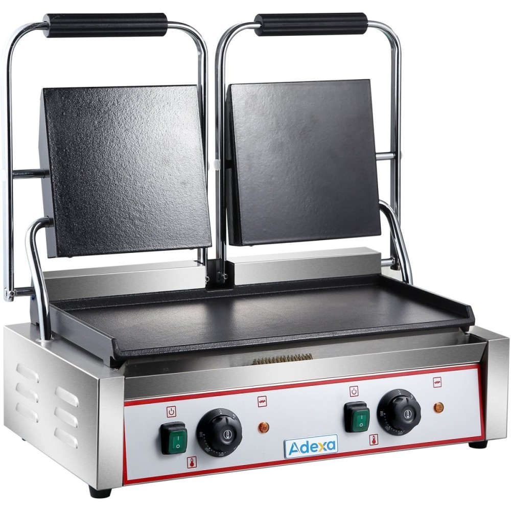 Heavy Duty Twin Panini Contact grill Smooth 3.6kW Dual Zone | Stalwart DA-HEG813B