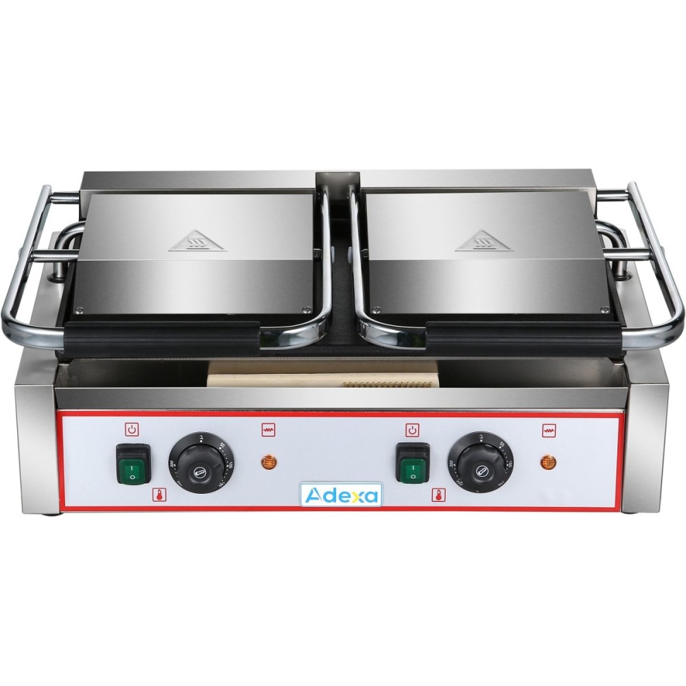 Heavy Duty Twin Panini Contact grill Smooth 3.6kW Dual Zone | Stalwart DA-HEG813B