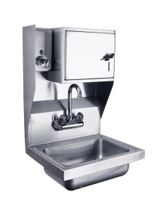 Wall mounted Hand Sink with Faucet & Automatic Soap dispenser & Paper towel dispenser Side splash Stainless steel | Stalwa