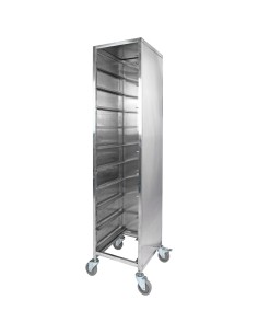 10 tier Rack/Tray/Pan Trolley for width 310-350mm Covered sides Stainless Steel  | Stalwart DA-PT10P