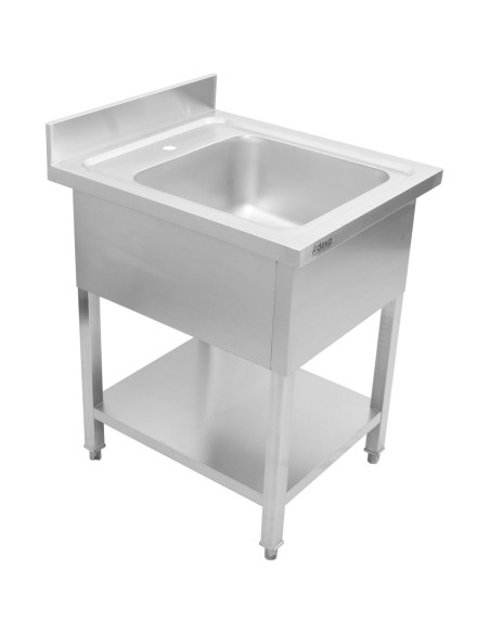 Commercial Sink Stainless steel 1 bowl Bottom shelf Splashback 600mm Depth 600mm | DA-THSTR66BM1