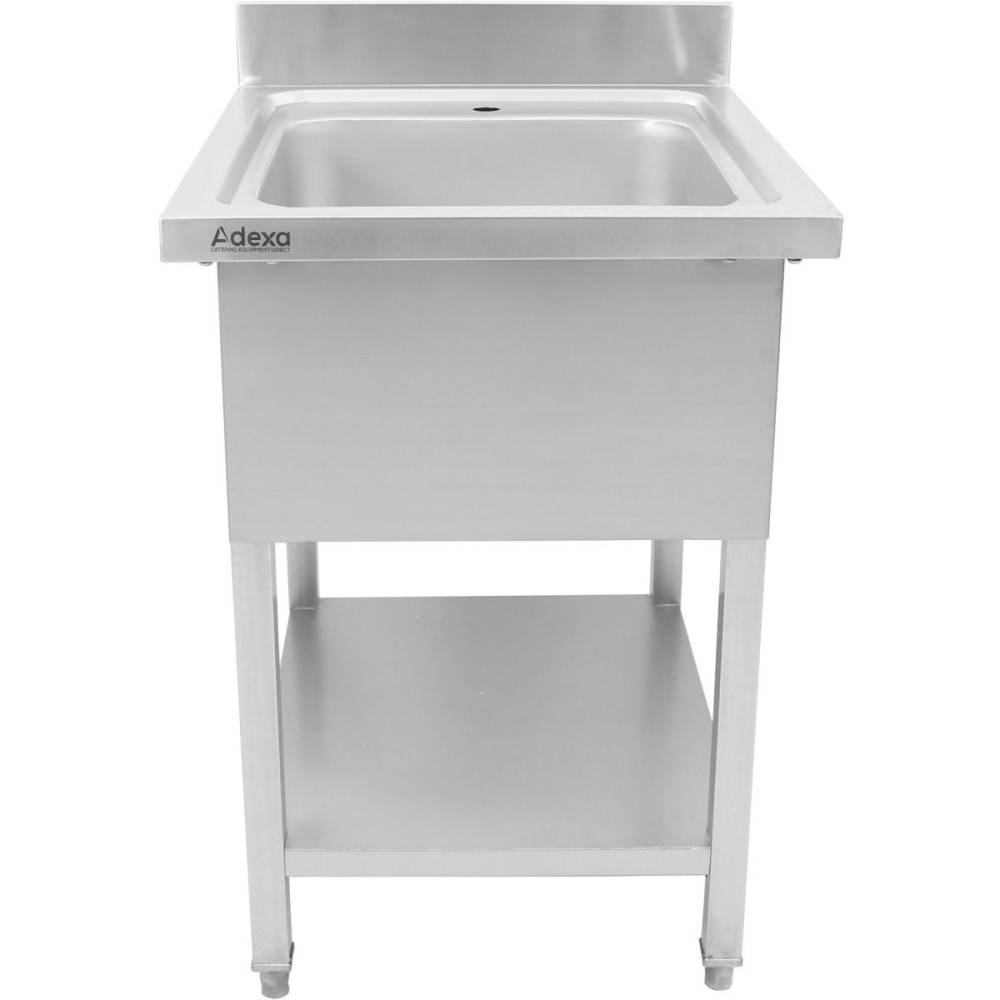 Commercial Sink Stainless steel 1 bowl Bottom shelf Splashback 600mm Depth 600mm | DA-THSTR66BM1