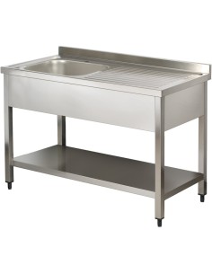 Commercial Sink Stainless steel 1 bowl Left Bottom shelf Splashback 1000mm Depth 700mm | DA-VS107LBS