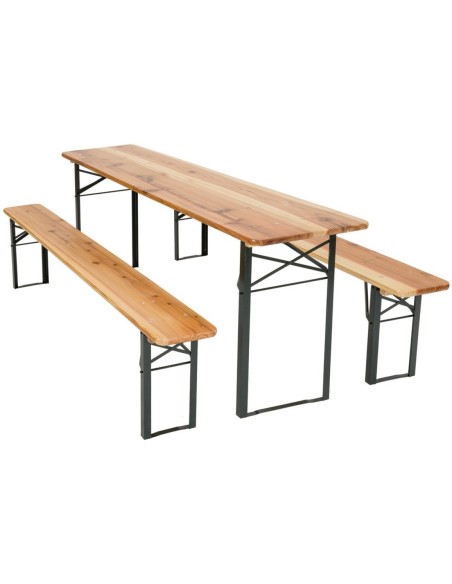 Three Piece Foldable Beer Table and Bench Set, Wooden Outdoor Garden Furniture 2200mm | DA-BT22050 Pack of 2