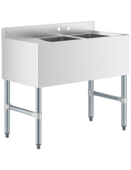 Commercial Sink Stainless steel 2 Bowl Left side Drain board | Stalwart DA-BS2T36L