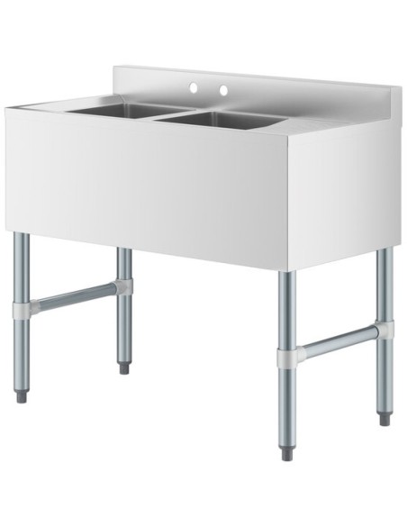 Commercial Sink Stainless steel 2 Bowl Right side Drain board | Stalwart DA-BS2T36R