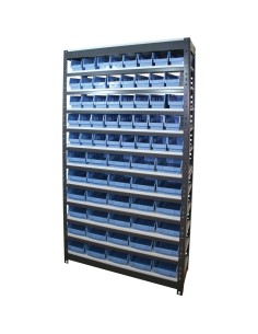 Commercial Heavy Duty Boltless Shelving Unit 12 Shelves 59 bins Melamine Shelves 900x300x1830mm | Stalwart DA-SY309012
