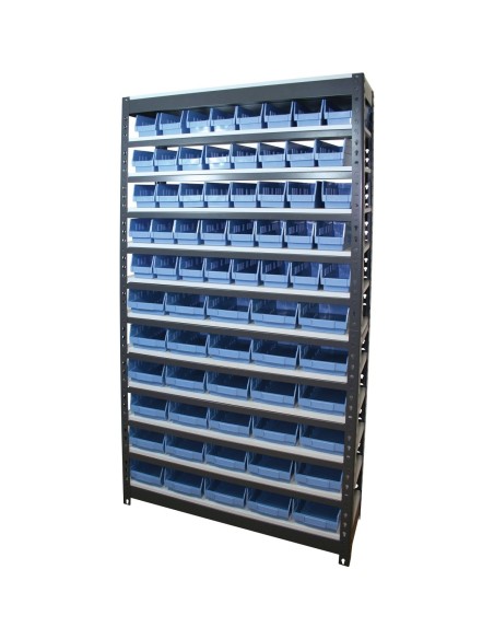 Commercial Heavy Duty Boltless Shelving Unit 12 Shelves 59 bins Melamine Shelves 900x300x1830mm | Stalwart DA-SY309012