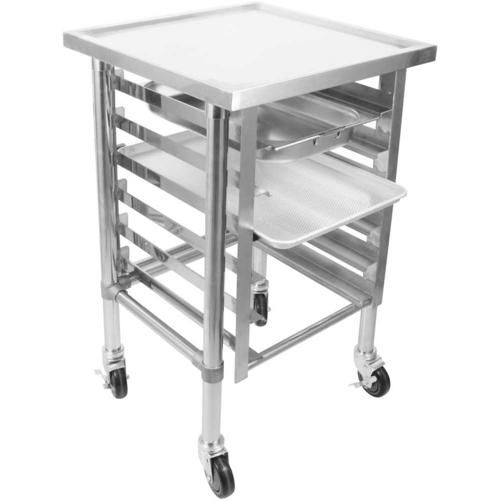Commercial Mobile Equipment Stand with 6 Tier Tray Rack GN1/1 Marine Edges 1000x700x600mm | Stalwart DA-WHMTR70100C