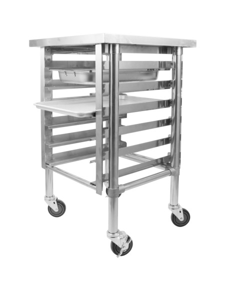 Commercial Mobile Equipment Stand with 6 Tier Tray Rack GN1/1 Marine Edges 1000x700x600mm | Stalwart DA-WHMTR70100C