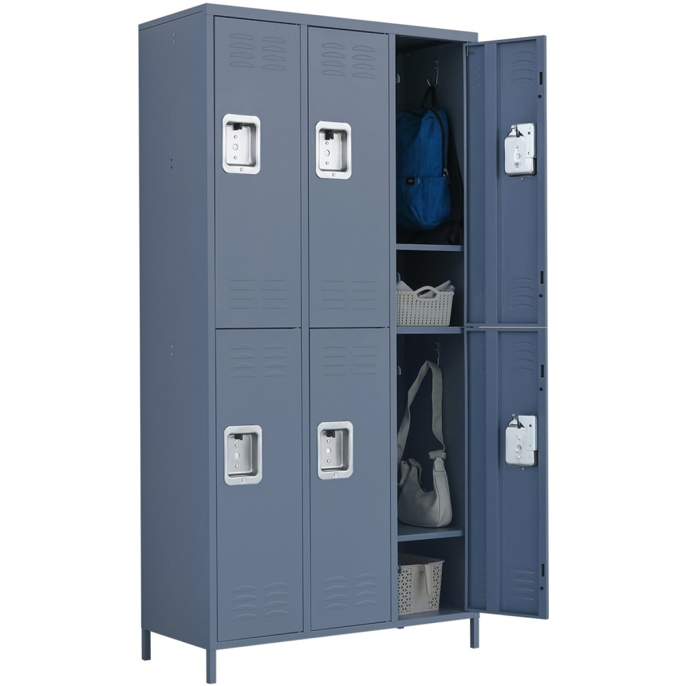 Commercial Grey 6 Door Locker with 1 Shelf 900x400x1830mm | Stalwart DA-SART238