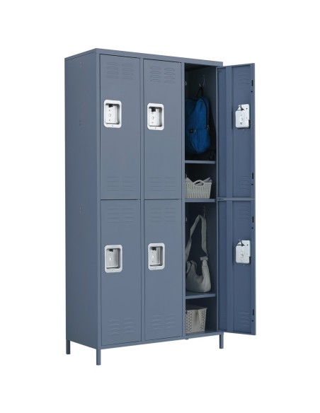 Commercial Grey 6 Door Locker with 1 Shelf 900x400x1830mm | Stalwart DA-SART238