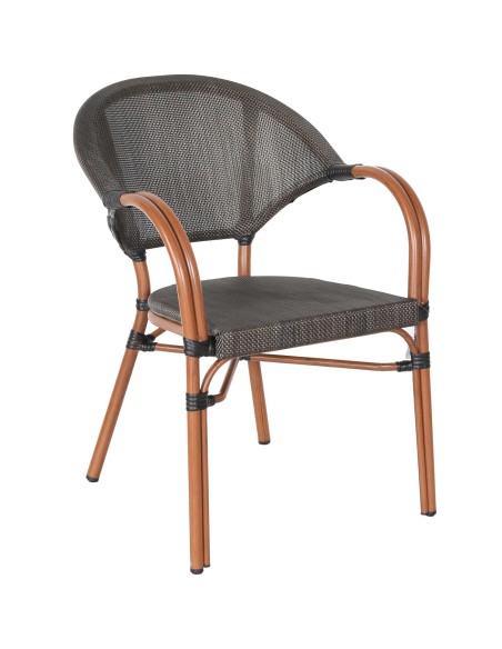 Bistro Teslin Chair Double Tube Aluminium Wood finish| Stalwart DA-ZF3022CWOOD