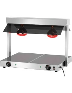 Buffet food warmer with gantry Tempered glass 2 infrared lamps Sneeze guards 2xGN1/1 | DA-TC2F
