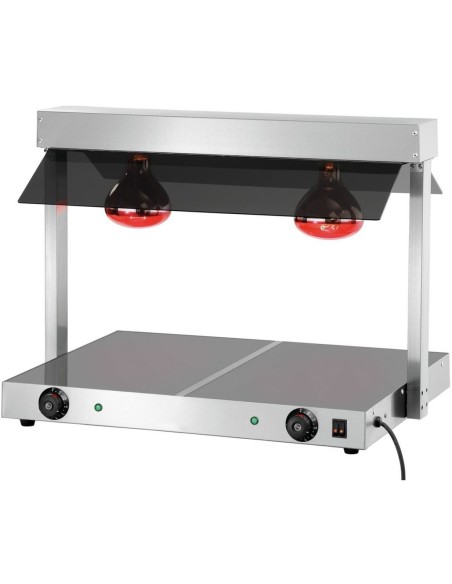 Buffet food warmer with gantry Tempered glass 2 infrared lamps Sneeze guards 2xGN1/1 | DA-TC2F