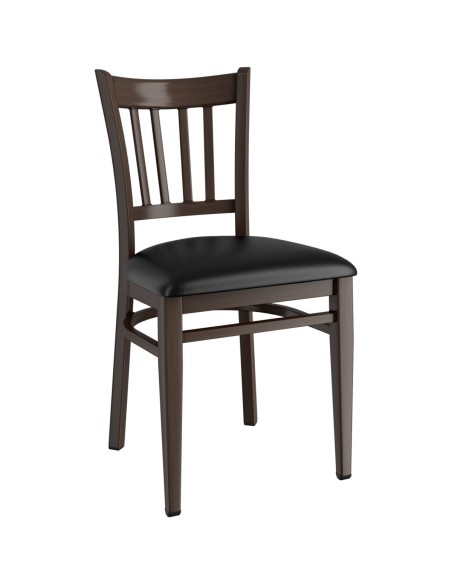 4pcs Walnut Wood Chair with Black Vinyl Cushion Seat | DA-GSW0008BLACKCUSHION