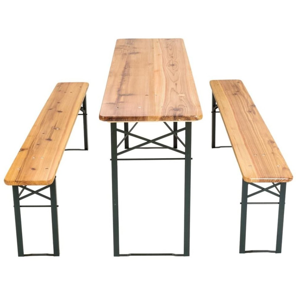 Three Piece Foldable Beer Table and Bench Set, Wooden Outdoor Garden Furniture 1800mm | Stalwart DA-BT18080 Pack of 2