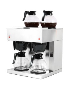 Commercial Twin Filter Coffee maker Manual fill 2 glass jugs 4 hotplates | Stalwart DA-RB286X2