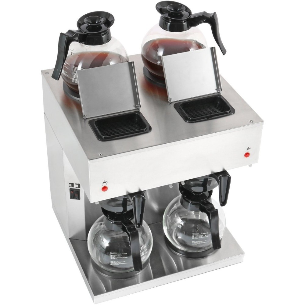Commercial Twin Filter Coffee maker Manual fill 2 glass jugs 4 hotplates | Stalwart DA-RB286X2