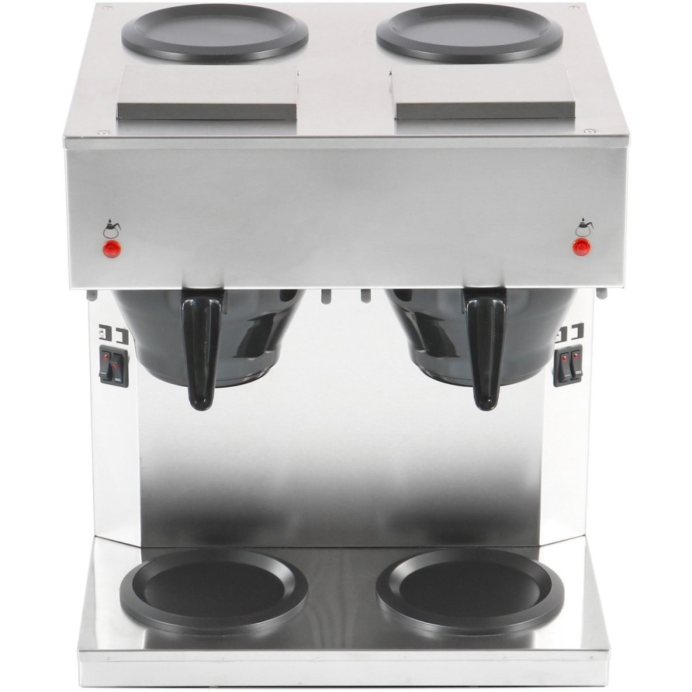 Commercial Twin Filter Coffee maker Manual fill 2 glass jugs 4 hotplates | Stalwart DA-RB286X2