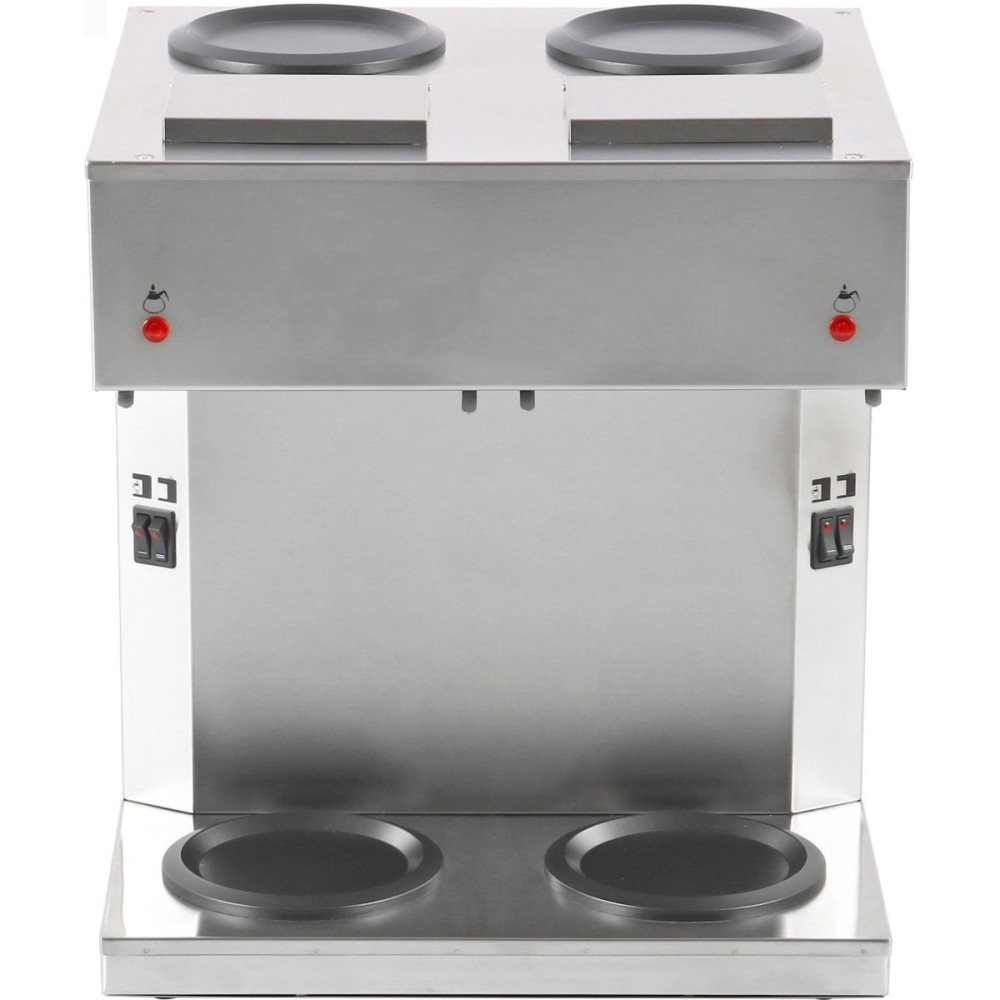 Commercial Twin Filter Coffee maker Manual fill 2 glass jugs 4 hotplates | Stalwart DA-RB286X2