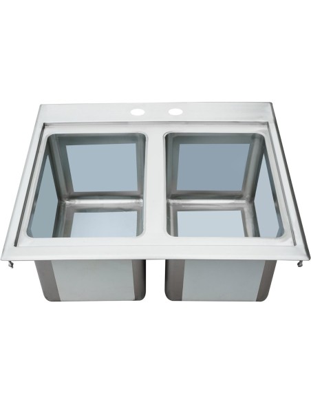 Drop-in Bar Sink 2 bowls Stainless steel | Stalwart DIBS2FB101410