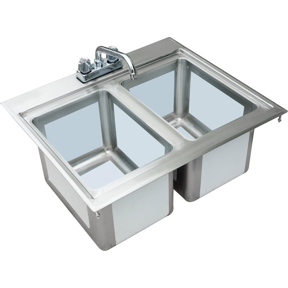 Drop-in Bar Sink 2 bowls Stainless steel | Stalwart DIBS2FB101410
